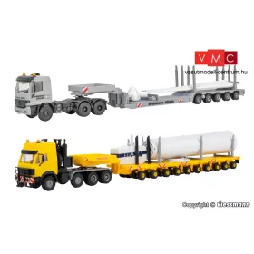  Kibri 13520 Mercedes-Benz Actros / SK nyergesvontató speciális félpótkocsikkal, szélerőmű lapátokkal és alkatrészekkel (H0)