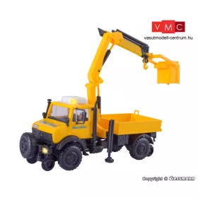   Kibri 14991 Unimog karbantartó, út-vasút adapterrel, daruval és emelőkosárral, GleisBau - LED világítással (H0)