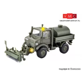   Kibri 18066 Unimog katonai teherautó, útseprő adapterrel, Bundeswehr - LED világítással (H0)