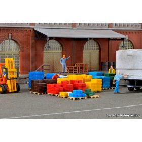 Kibri 38662 Rakomány: Raklapos italrekeszek, 4 színben (H0)