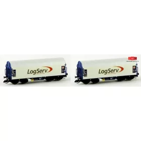   Kuehn 51136 Ponyvás négytengelyes teherkocsi-pár, LogServ (E5) (TT)
