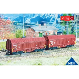   Kuehn 51332 Teleszkóptetős négytengelyes teherkocsi-pár, DR (E4-5) (TT)