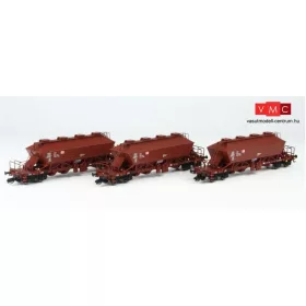   Kuehn 51420 Mész-szállító négytengelyes önürítős teherkocsi-készlet, 3-részes Uaoos9331, DB-AG (E5) (TT)