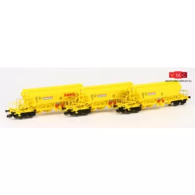   Kuehn 51456 Mész-szállító négytengelyes önürítős teherkocsi-készlet, 3-részes Taoos894, sárga, Nacco/Josera (E6) (TT)