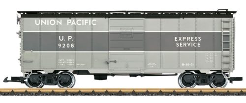 LGB 41918 Amerikai fedett négytengelyes teherkocsi, Express Service Steel, UP (E3) (G)