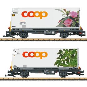   LGB 45885 Konténerszállító teherkocsi-pár, hűtődobozos csereszekrénnyel - Coop, RhB (E6) (G)