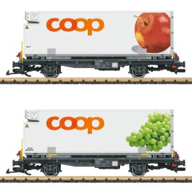  LGB 45887 Konténerszállító teherkocsi-pár, hűtődobozos csereszekrénnyel - Coop, RhB (E6) (G)