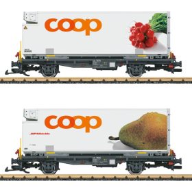   LGB 45889 Konténerszállító teherkocsi-pár, hűtődobozos csereszekrénnyel - Coop, RhB (E6) (G)