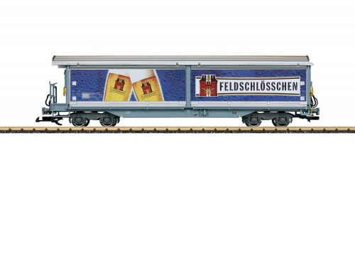 LGB 48572 Eltolható oldalfalú négytengelyes teherkocsi, Feldschlösschen, RhB (E6) (G)