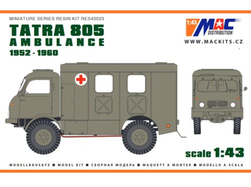 MAC Distribution RES43023 Tatra 805 Ambulance (1/43) műgyanta makett