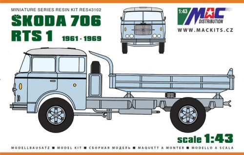 MAC Distribution RES43102 Škoda 706 RTS 1 (1/43) műgyanta makett