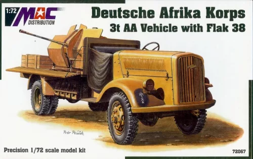 MAC Distribution 72067 German Opel Blitz w/Flak 38 Afrika Korps (1/72) harcjármű makett