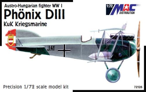 MAC Distribution 72126 Austro-Hungarian fighter WW I KuK Kriegsmarine Phönix DIII (1/72) repülőgép makett