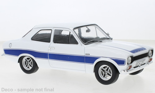 MCG 18385 Ford Escort MK I RS 2000, fehér/kék, 1973 (265122) (1:18)