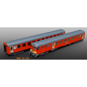   MTB 50005 Személykocsi vezérlőkocsival az MD mozdonyhoz, Bx/Btx, Piroska, MÁV (E5) (H0)