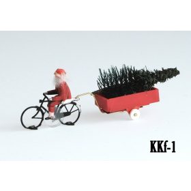 Magnorail KKf-1 Mozgó kerékpáros mikulás utánfutóval, karácsonyfával (H0) - Kész model