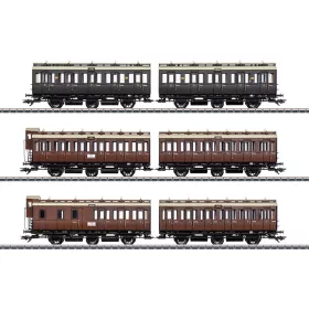   Märklin 42047 Oldalfellépős személykocsi-pár készlet, 3-részes, K.P.E.V. (E1) (H0) - AC - áramátvezető kuplungokkal