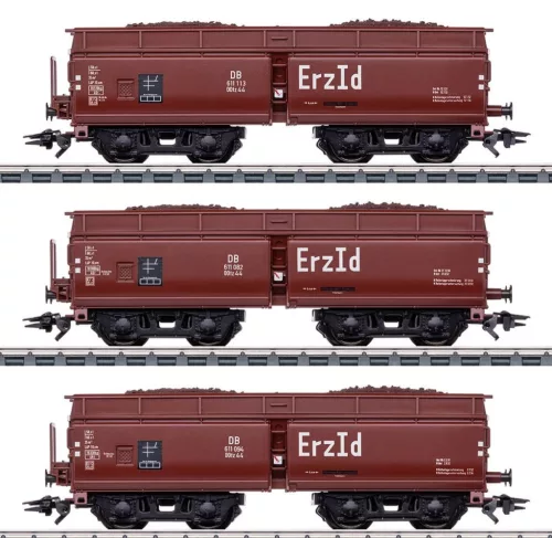 Märklin 46221 Önürítős négytengelyes teherkocsi-készlet, 3-részes Erz ID, vasérc rakománnyal, DB (E3) (H0) - AC