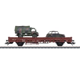   Märklin 46929 Rakoncás teherkocsi, Kbs 443, 2 db katonai jármű rakománnyal, DB (E4) (H0) - AC