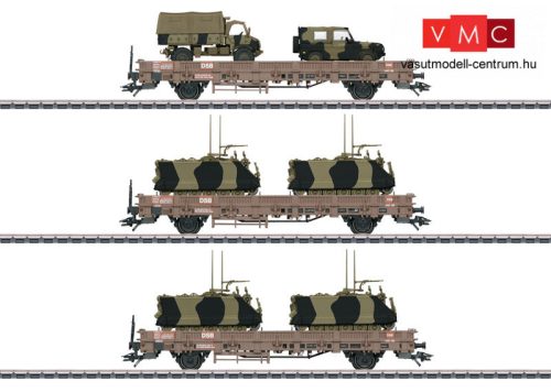 Märklin 46934 Rakoncás teherkocsi-készlet, 3-részes Kbs, katonai jármű rakománnyal, DSB 