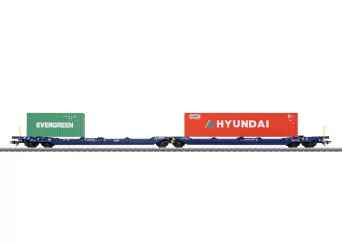 Märklin 47474 Iker-zsebeskocsi, Sdggmrss 738 (T3000e), Märklin konténerekkel, VTG, EVERGREEN/HYUNDAI (E6) (H0) - AC