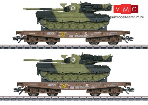 Märklin 48842 Pőrekocsi-pár, négytengelyes Slmmps, 2 db Leopard 1A5 DK harckocsival (E5) (H0) - AC