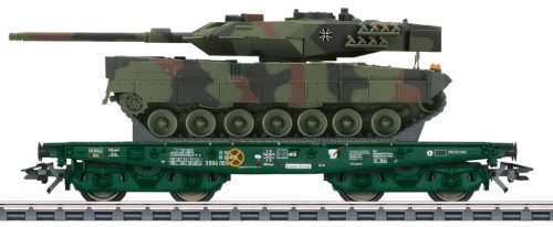 Märklin 48843 Pőrekocsi, négytengelyes Rlmmps 650, Leopard 2A6 harckocsival, DB-AG (E6) (H0) - AC