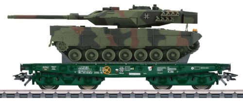 Märklin 48871 Pőrekocsi, négytengelyes Rlmmps 650, Leopard 2A6 harckocsival, DB-AG (E6) (H0) - AC