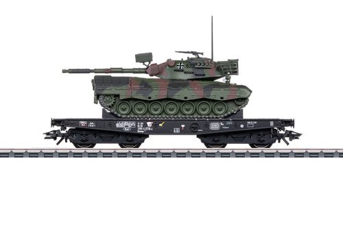 Märklin 48878 Pőrekocsi, négytengelyes Rlmmps 650, Leopard 1A1 harckocsival, DB (E4) (H0) - AC