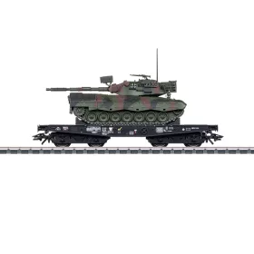   Märklin 48879 Pőrekocsi, négytengelyes Rlmmps 650, Leopard 1A1 harckocsival, DB (E4) (H0) - AC