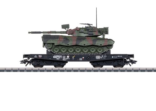 Märklin 48879 Pőrekocsi, négytengelyes Rlmmps 650, Leopard 1A1 harckocsival, DB (E4) (H0) - AC