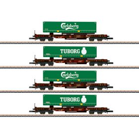 Märklin 82290 Konténerszállító négytengelyes zsebeskocsi-készlet, 4-részes AAE/Tuborg (