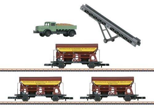 Märklin 82440 Önürítős teherkocsi-készlet, 3-részes Td 933, teherautóval és szállítószalaggal, DB (E4) (Z)