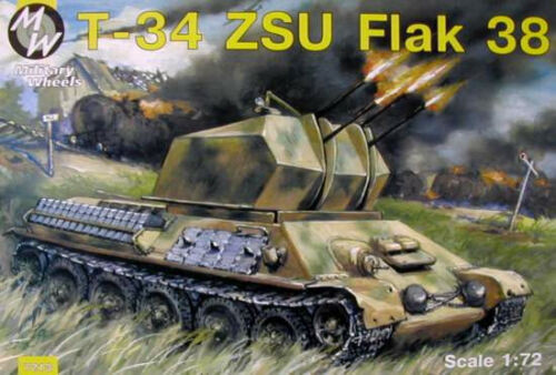 Military Wheels 7213 T-34 With ZSU Flak 38 1/72 harckocsi makett