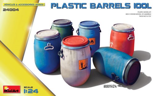 MiniArt 24004 Plastic Barrels 100L (1/24) Kannák, Hordó makett