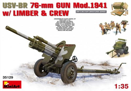 MiniArt 35129 USV-BR 76-mm Gun Mod.1941 withLimber & Crew (1/35) Löveg makett