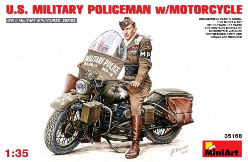 MiniArt 35168 U.S.Millitary Policeman with Motorcycle (1/35) Motorkerékpár makett