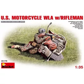   MiniArt 35179 U.S.Motorcycle WLA with Rifleman (1/35) Motorkerékpár makett