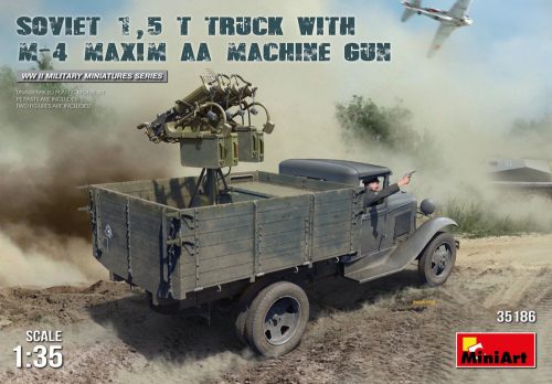 MiniArt 35186 Soviet 1,5 t Truck w/ M-4 Maxim AA Machine Gun (1/35) Teherautó makett