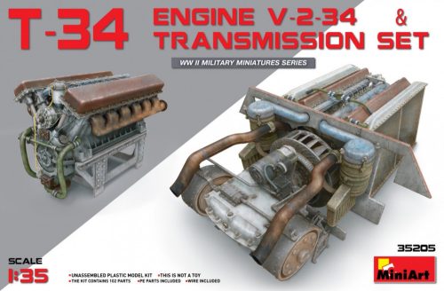 MiniArt 35205 T-34 Engine(V-2-34) & Transmission Set (1/35) Motor makett