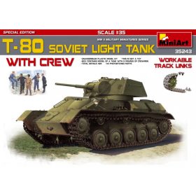   MiniArt 35243 T-80 Soviet Light Tank withCrew.Special Edition (1/35) Harcjármű makett