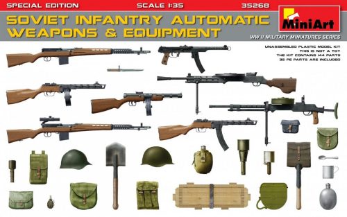 MiniArt 35268 Soviet Infantry Automatic Weapons & Equi -pment.Special Edition(PE Par (1/35) Fegyver makett