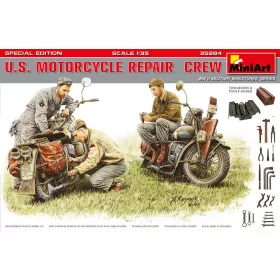   MiniArt 35284 U.S. Motorcycle Repair Crew Special Edition (1/35) Motorkerékpár makett