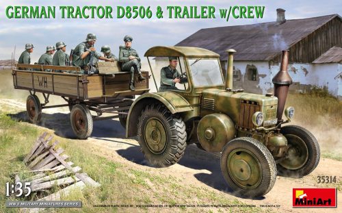 MiniArt 35314 German Tractor D8506 With Trailer & Crew (1/35) Traktor makett