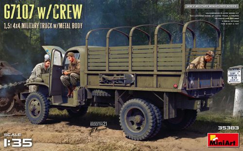 MiniArt 35383 G7107 W/Crew 1,5T 4X4 Cargo Truck W/Metal Body (1/35) Teherautó makett