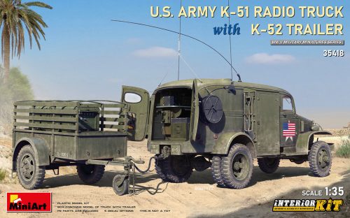 MiniArt 35418 US Army K-51 Radio Truck w/K-52 Trailer. Interior Kit (1/35) Teherautó makett