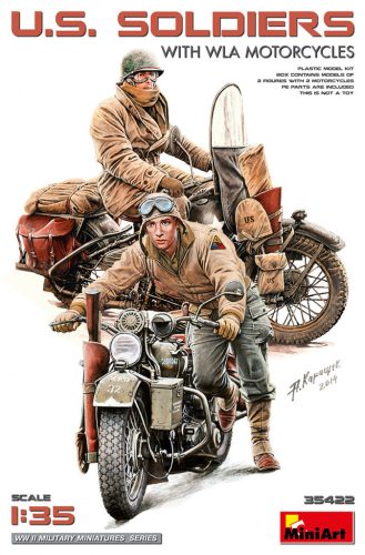 MiniArt 35422 1/35 U.S. Soldiers with WLA Motorcycles (1/35) Motorkerékpár makett