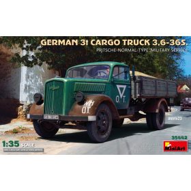   MiniArt 35442 German 3t Cargo Truck 3,6-36S. Pritsche-Normal-Type. Military Service (1/35) Teherautó makett