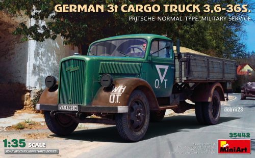 MiniArt 35442 German 3t Cargo Truck 3,6-36S. Pritsche-Normal-Type. Military Service (1/35) Teherautó makett