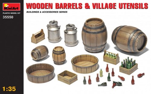 MiniArt 35550 Wooden Barrels & Village Utensils (1/35) Hordó makett